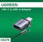Ugreen US270 USB-C to USB-A 3.0 Adapter with Lanyard – 5Gbps Data Transfer, OTG Support, Durable Aluminium Alloy Build, Compact Anti-Loss Design, Space Grey
