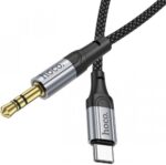 HOCO UPA26 Type-C to Lightning 3.5mm Braided Audio Cable – 1M Metal + Nylon, Hi-Fi Digital-to-Analog Sound Conversion, Durable Flexible Design, Black - Image 2