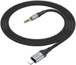 HOCO UPA26 Type-C to Lightning 3.5mm Braided Audio Cable – 1M Metal + Nylon, Hi-Fi Digital-to-Analog Sound Conversion, Durable Flexible Design, Black - Image 3