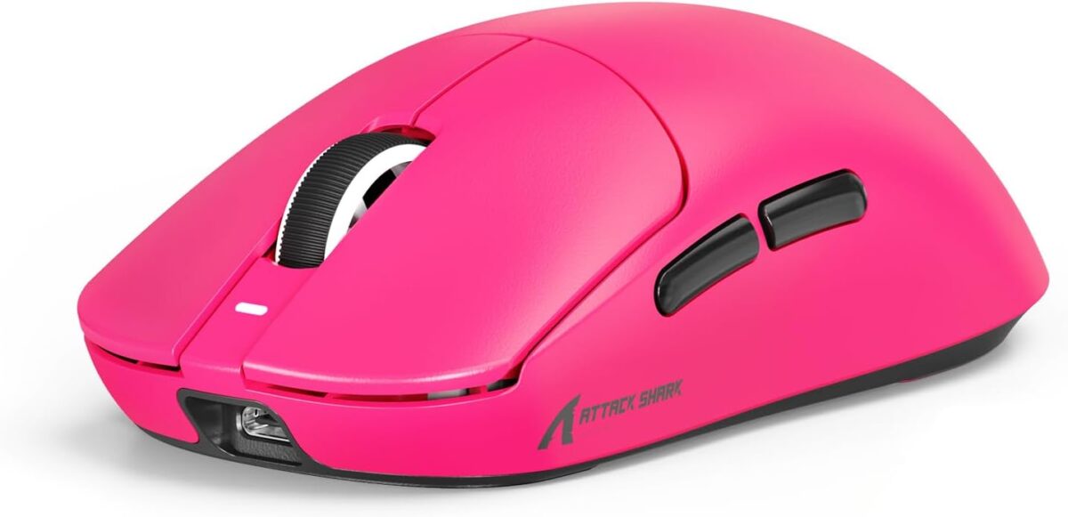 ATTACK SHARK X8-SE Tri-Mode Gaming Mouse – 25K DPI PAW3311 Sensor, 55g Lightweight, 500mAh Battery, 2.4G/Bluetooth/USB-C Wired, 80M Huano Switches, Programmable, Berry Red - Image 2