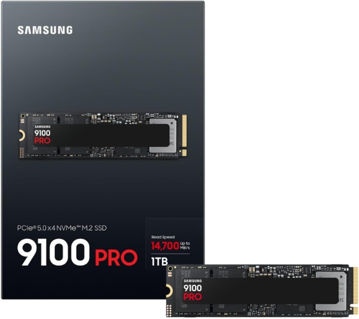 SAMSUNG 9100 PRO 1TB PCIe 5.0 NVMe M.2 SSD – Gen5 14,700MB/s Read, 13,300MB/s Write, AI & Gaming-Optimized, 5nm Controller, Magician Software, Black (No Heatsink) - Image 2