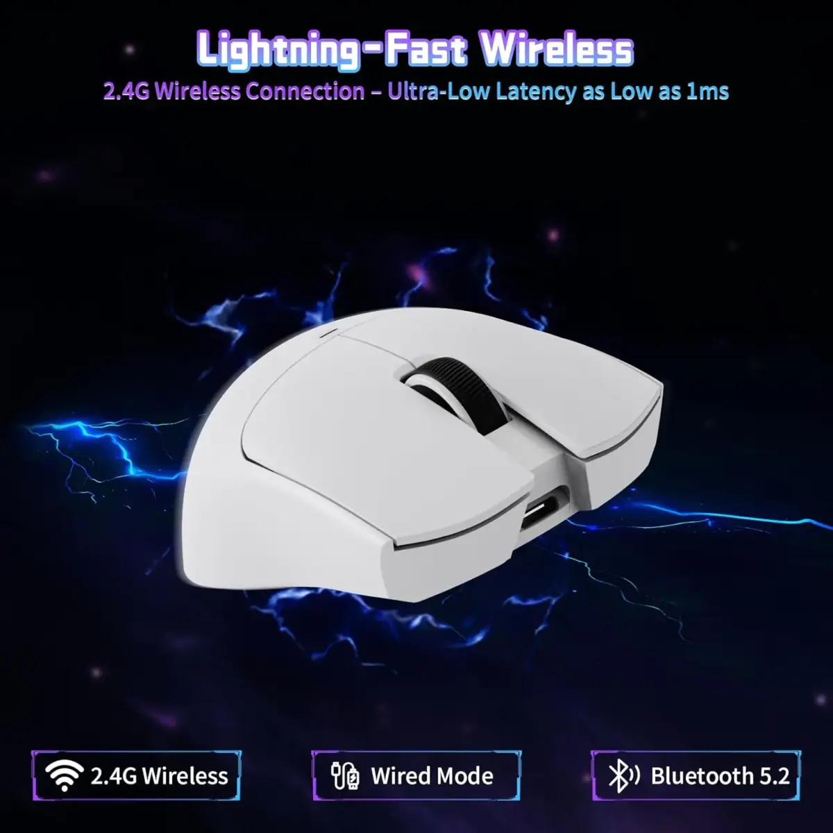 ATTACK SHARK X11-SE Ultra-Light Gaming Mouse – 59g Ergonomic Design, Tri-Mode BT5.2/2.4G/Wired USB-C, PixArt PAW3311 Sensor, 22,000 DPI, 5 Programmable Buttons, White - Image 8
