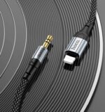 HOCO UPA26 Type-C to Lightning 3.5mm Braided Audio Cable – 1M Metal + Nylon, Hi-Fi Digital-to-Analog Sound Conversion, Durable Flexible Design, Black - Image 4