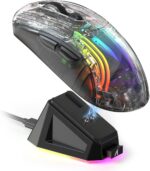 ATTACK SHARK X2 Pro RGB Gaming Mouse – Semi-Transparent Shell, Magnetic Charging Dock, 3 Modes (2.4GHz/Bluetooth/Wired), 5 DPI Levels, Silent Click, Black - Image 2