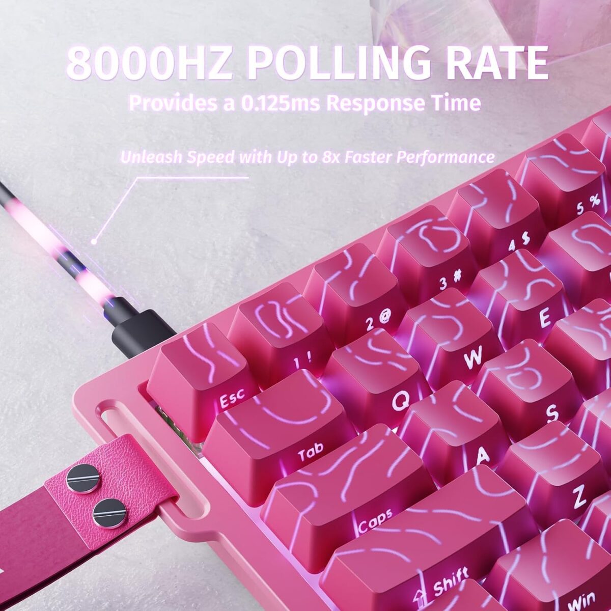 ATTACK SHARK X68HE 60% Mechanical Gaming Keyboard – Rose Contour RGB, Hall Effect Magnetic Switch, 0.01mm RT Accuracy, Adjustable Actuation 0.1–3.4mm, 8KHz Polling, Top Mount - Image 5