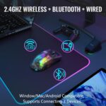 ATTACK SHARK X2 Pro RGB Gaming Mouse – Semi-Transparent Shell, Magnetic Charging Dock, 3 Modes (2.4GHz/Bluetooth/Wired), 5 DPI Levels, Silent Click, Black - Image 6