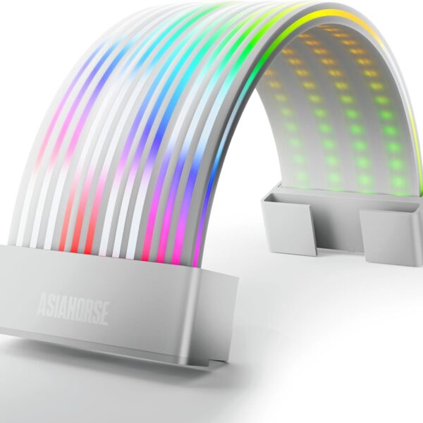 ASIAHORSE AURORA PRO ARGB PSU Cable Cover – 108 LEDs | 5V 3-Pin Sync | Fits 24-Pin & Dual 8-Pin GPU Cables |  White Cover | Clean Aesthetic Cable Management