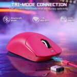 ATTACK SHARK X8-SE Tri-Mode Gaming Mouse – 25K DPI PAW3311 Sensor, 55g Lightweight, 500mAh Battery, 2.4G/Bluetooth/USB-C Wired, 80M Huano Switches, Programmable, Berry Red - Image 3