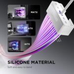 ASIAHORSE AURORA PRO ARGB PSU Cable Cover – 108 LEDs | 5V 3-Pin Sync | Fits 24-Pin & Dual 8-Pin GPU Cables |  White Cover | Clean Aesthetic Cable Management - Image 3