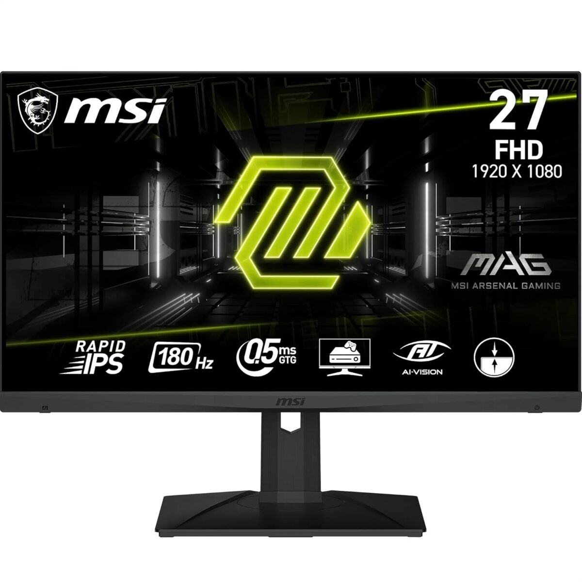 MSI MAG 275F 27" FHD 180Hz 0.5ms Rapid IPS Gaming Monitor – Adaptive Sync, AI Vision, Anti-Flicker, Frameless Design, Ultra-Smooth Gameplay, Black (9S6-3CE21M-001) - Image 2