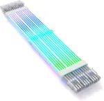 ASIAHORSE 18AWG 3x8 Pin ARGB GPU Extension Cable – White | Triple 8-Pin PCIe Strimer | 300mm Silicone-Sleeved | AURA Sync Compatible | 81 Addressable ARGB LEDs