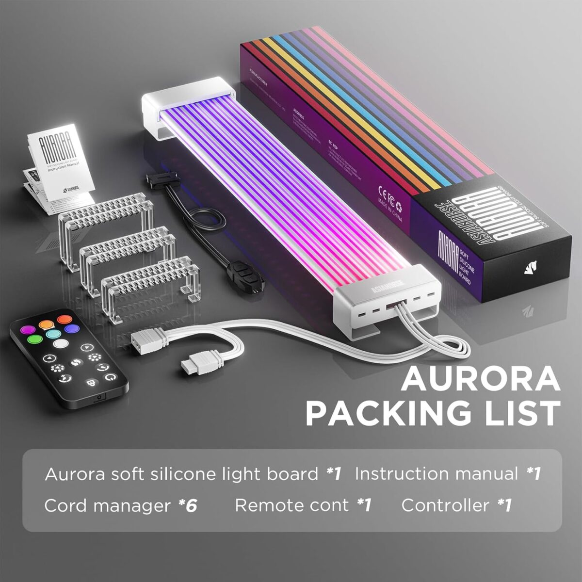 ASIAHORSE AURORA PRO ARGB PSU Cable Cover – 108 LEDs | 5V 3-Pin Sync | Fits 24-Pin & Dual 8-Pin GPU Cables |  White Cover | Clean Aesthetic Cable Management - Image 6