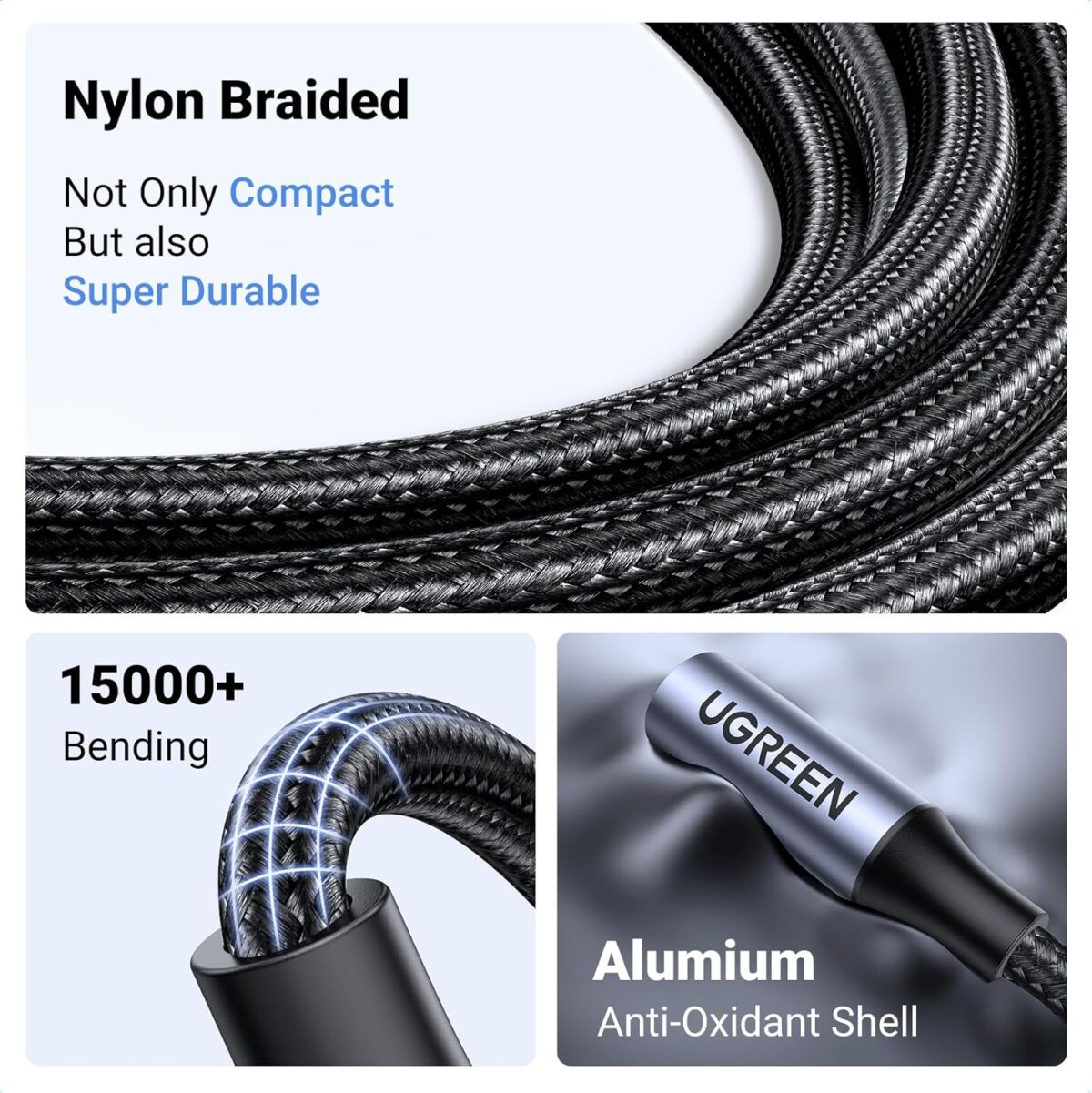 UGREEN Lightning to 3.5mm Audio Adapter (10 cm, Grey) – Apple MFi Certified, 48 kHz/24-bit Hi-Fi Sound, Durable Nylon Braid, Compatible with iPhone 14/13/12/11/SE & iPad Models - Image 7