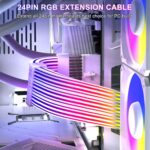 ASIAHORSE 18AWG 24-Pin ARGB Single SR Strimer – White | 120 LED Beads | 5V 3-Pin Sync with AURA, MSI, Gigabyte, ASRock | TPE Silicone-Sleeved Cable Extension - Image 2