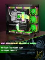 ASIAHORSE 16AWG GPU 12-Pin to 4-Pin 1-to-1 RGB Strimer Cable – White | Silicone Sleeved | AURA Sync Compatible | Flexible Extension with Vibrant Lighting - Image 3