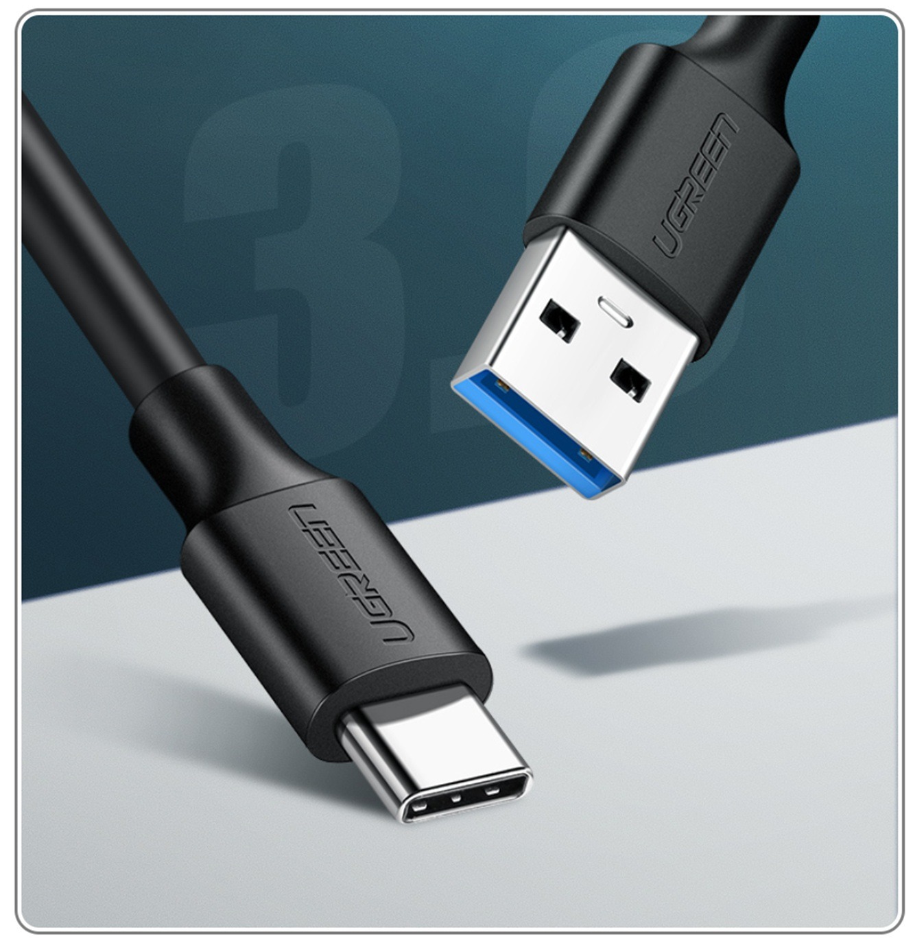 UGREEN-20884 UGREEN USB 3.0 A MALE TO TYPE C MALE CABLE NICKEL PLATING 2M-BLACK UGREEN USB 3.0 Type A Male To Type C Male Cable, 2 meters Nickel Plated, Data Transfer And Charging Support, Up To 5Gbps Speed And 3A Charging | BLACK ~ 20884