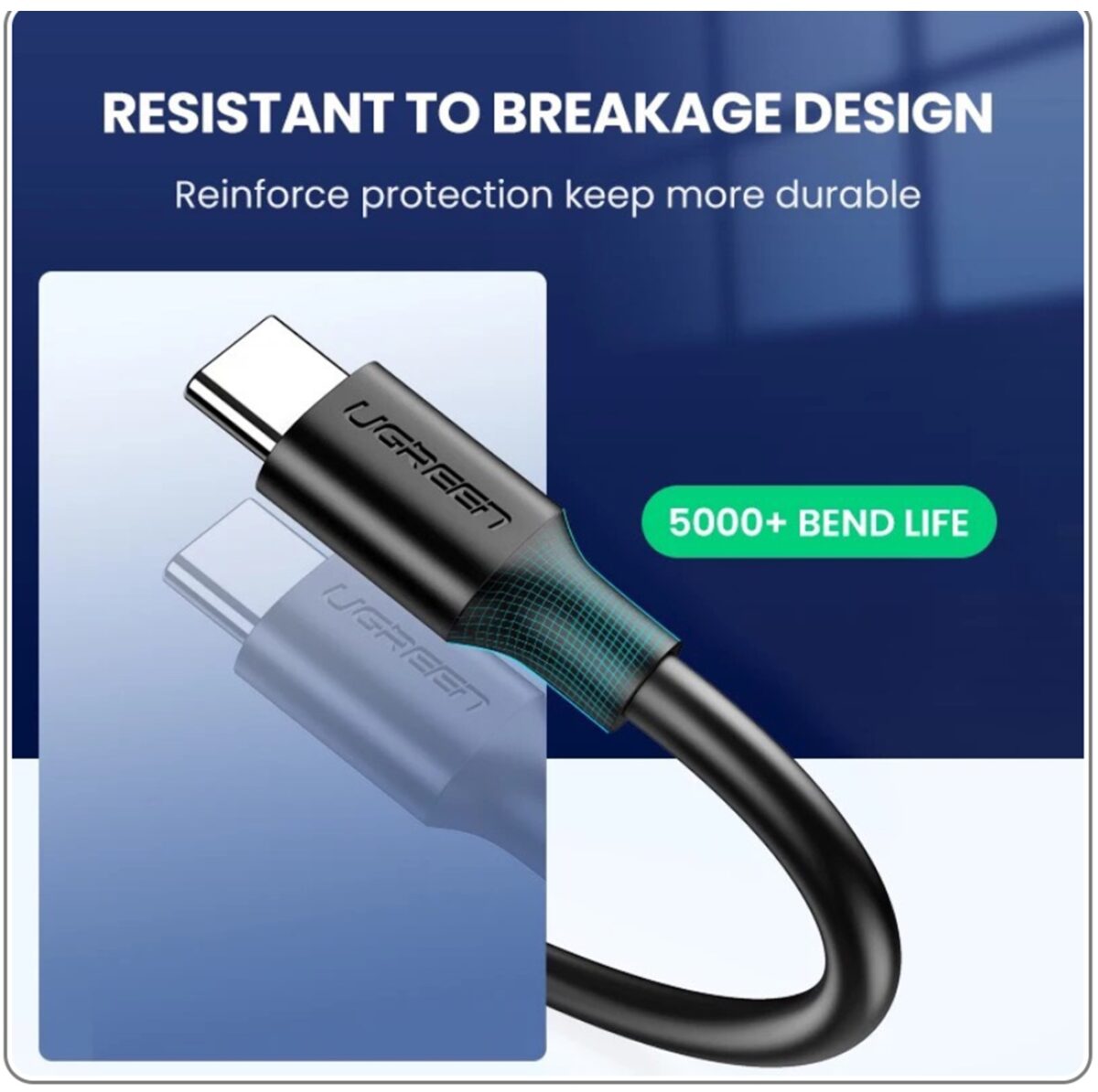 UGREEN-20884 UGREEN USB 3.0 A MALE TO TYPE C MALE CABLE NICKEL PLATING 2M-BLACK UGREEN USB 3.0 Type A Male To Type C Male Cable, 2 meters Nickel Plated, Data Transfer And Charging Support, Up To 5Gbps Speed And 3A Charging | BLACK ~ 20884