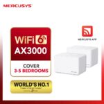 MERCUSYS Halo H80X AX3000 Whole Home Mesh Wi-Fi System 2-Pack – Dual-Band 3000 Mbps, Covers 5,000 ft², Connects 150+ Devices, Seamless Roaming, Full Gigabit Ports