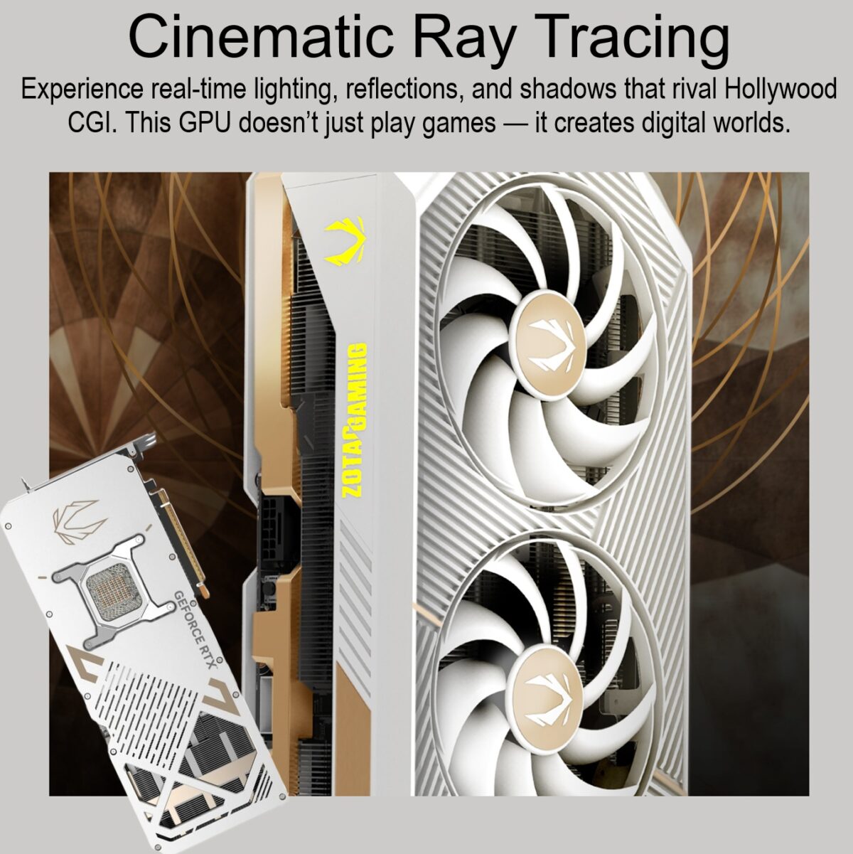 ZT-B50900Q-10P ZOTAC RTX 5090 SOLID OC 3X WHITE ZOTAC GAMING GeForce RTX 5090 SOLID OC White Edition – 32GB GDDR7, 21760 CUDA, 2422 MHz Engine Boost, Blackwell Architecture, DLSS 4 AI Power, IceStorm 3.0 Cooling, 4K 480Hz Mastery, And Spectra ARGB Style | WHITE ~ ZT-B50900Q-10P