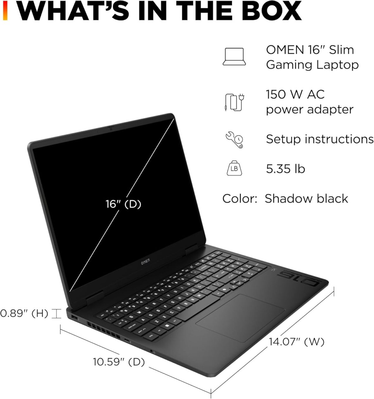 C0SX3UA#ABA HP OMEN 16-AN0027 SLIM CORE ULTRA 5 225H/16GB/1TB/5050 8GB/WIN 11/ hp OMEN 16 Slim Intel® Core™ Ultra 5 225H | 16GB DDR5 RAM , 1TB NVMe® SSD | RTX 5050 (8GB) | 16-inch IPS 165Hz Display | 4-zone RGB Backlit Keyboard | Windows 11 | SHADOW BLACK ~ 16-an0027wm