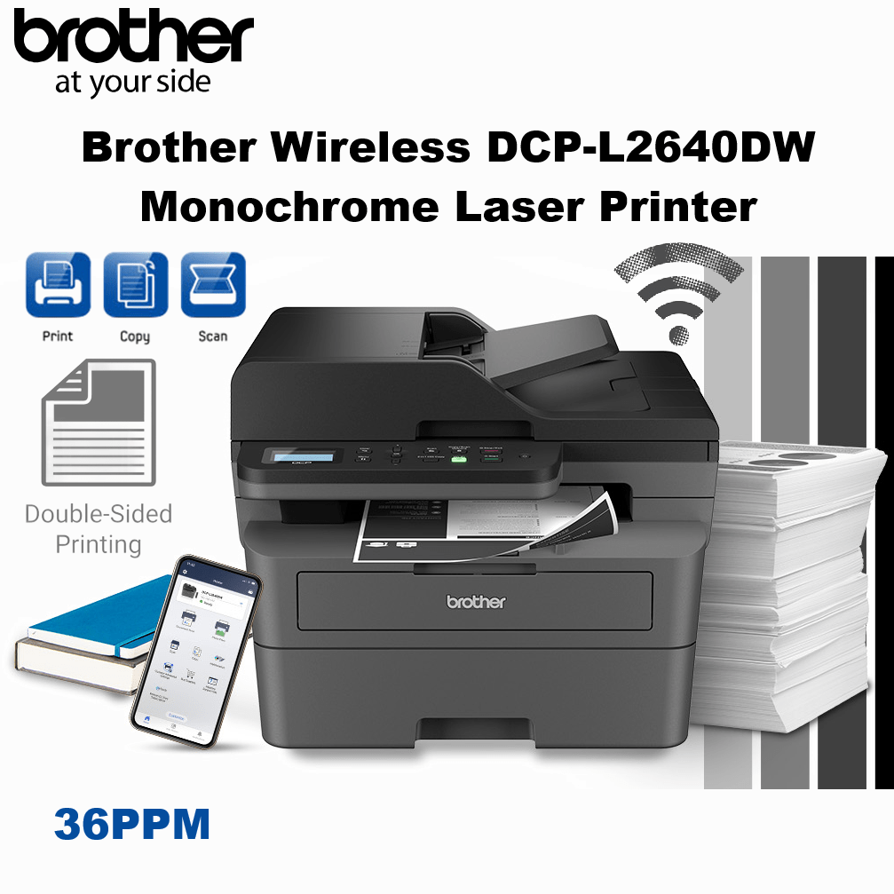 DCP-L2640DW BROTHER LASER PRINTER DUPLEX PRINTIING LCD 34PPM WIFI DIRECT Brother Wireless DCP-L2640DW Compact Monochrome Multi-Function Laser Printer With Print Copy Scan Duplex 36PPM Dual Band Wi-Fi Ethernet USB & Mobile Printing Support Brother DCP-L2640DW Wireless Compact Monochrome Multi-Function Laser Printer with Copy and Scan, Duplex, Mobile, Black & White | Includes Refresh Subscription Trial(1), Works with Alexa