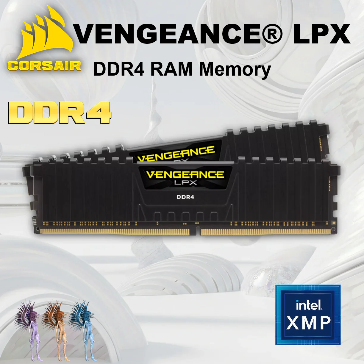 CMK16GX4M2D3600C18 RAM CORSAIR VENGEANCE LPX 16GB (8X2) 3600 BLACK  CORSAIR VENGEANCE LPX DDR4 16GB RAM Kit (2x8GB) 3600MHz CL18 1.35V (PC4 28800) 288-Pin , Intel XMP 3.0 Ready  , AMD EXPO Compatibility | BLACK CMK16GX4M2D3600C18