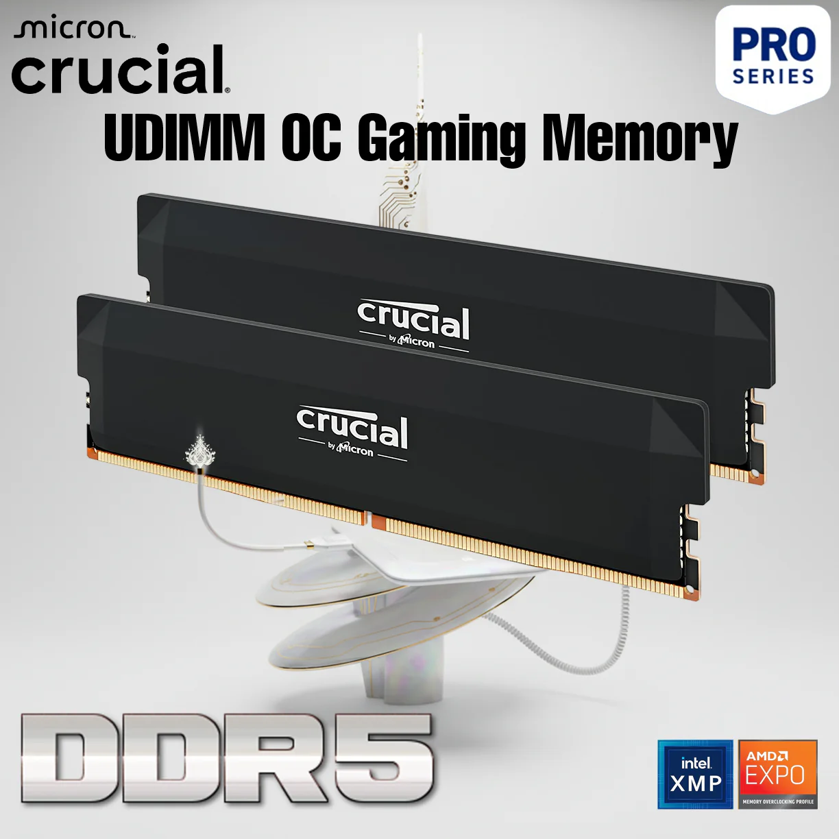CP2K16G60C36U5B RAM CRUCIAL PRO 32GB (16X2) 6000MHZ BLACK Crucial Pro DDR5-6000 32GB Kit (16GBx2) Desktop UDIMM Overclocking Gaming Memory with Heatspreader (PC5 48000) CL36 1.35V, XMP 3.0 & EXPO™ Ready | CP2K16G60C36U5B BLACK 