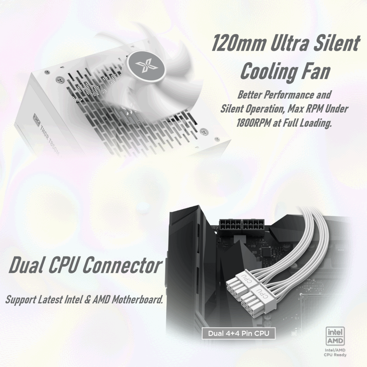 EN46537 XIGMATEK POWER SUPPLY 850W THOR T850M ARCTIC V3 BRONZE XIGMATEK Thor T850M Arctic V3 850W Power Supply – 80 Plus Bronze, Full Modular, 120mm Silent Fan, PCIe 5.1, Dual CPU, ATX 3.1, OPP/OVP/UVP Protection, EU Cord