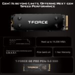 TM8FG3004T0C133 TEAM TFORCE GE PRO 4TB PCIE GEN 5 14000MB/S WITH FAN HEATSINK] Team Group T-FORCE COMBO DARK SSD Kit : GE PRO M.2 2280 4TB PCIe Gen 5.0x4 with DRAM CACHE ; NVMe 2.0 3D NAND Internal Solid State Drive (SSD) Included with "AirFlow I" Heatsink  ~ BLACK TM8FG3004T0C133