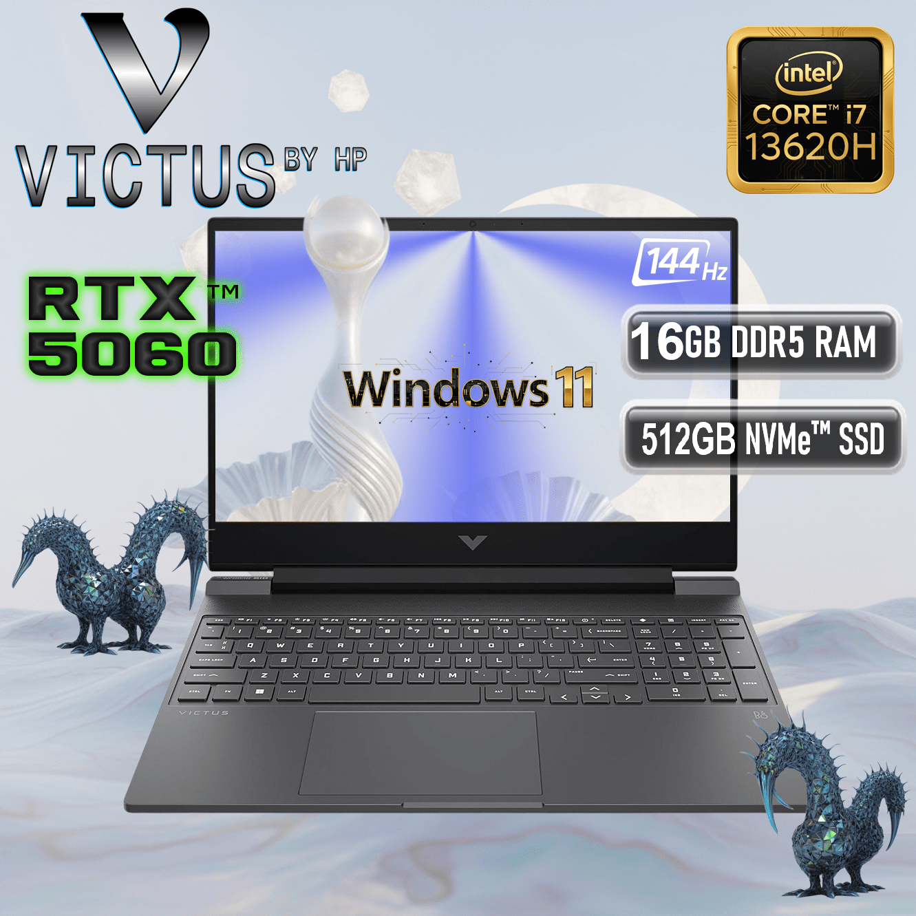 BM7B7UA#ABA 15-fa2787nr HP VICTUS 15-FA2787NR I7-13620H 16GB/512GB/5060/WIN11/SILVER LAPTOP VICTUS by HP Intel® Core i7-13620H | 16GB DDR5 RAM, 512GB NVMe SSD | RTX 5060 (8GB) | 15.6-inch FHD 144Hz IPS Display | 1-Zone RGB Backlit Keyboard | Windows 11 | MICA SILVER ~ 15-fa2787nr 