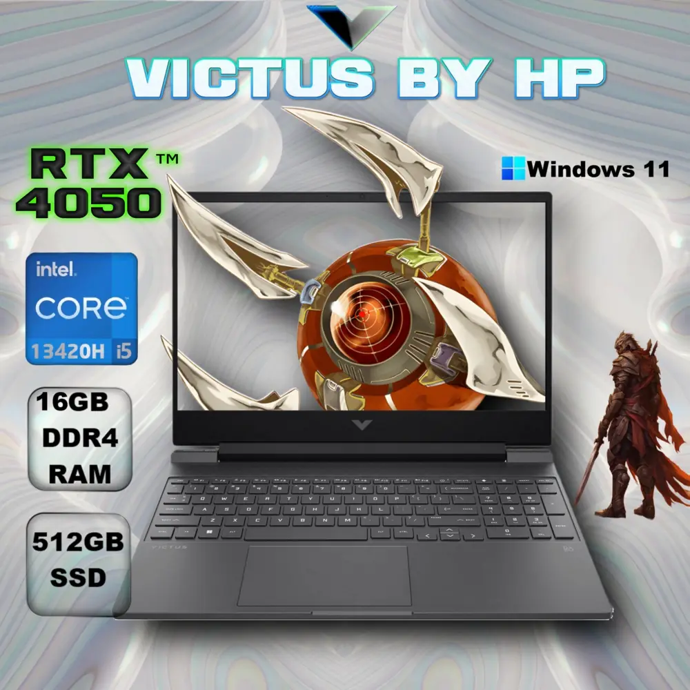 B5EQ3UA#ABA HP VICTUS 15 FA2082WM I5-13420H /16GB/512GB/4050 6GB/15.6"/WIN11/FHD 144HZ Victus by HP Intel® Core i5-13420H | 16GB DDR4 RAM , 512GB NVMe SSD | RTX 4050 , 6GB | 15.6-inch FHD 144 Hz IPS Display | Backlit Keyboard | Windows 11 | Moonstone Grey ~ 15-fa2082wm