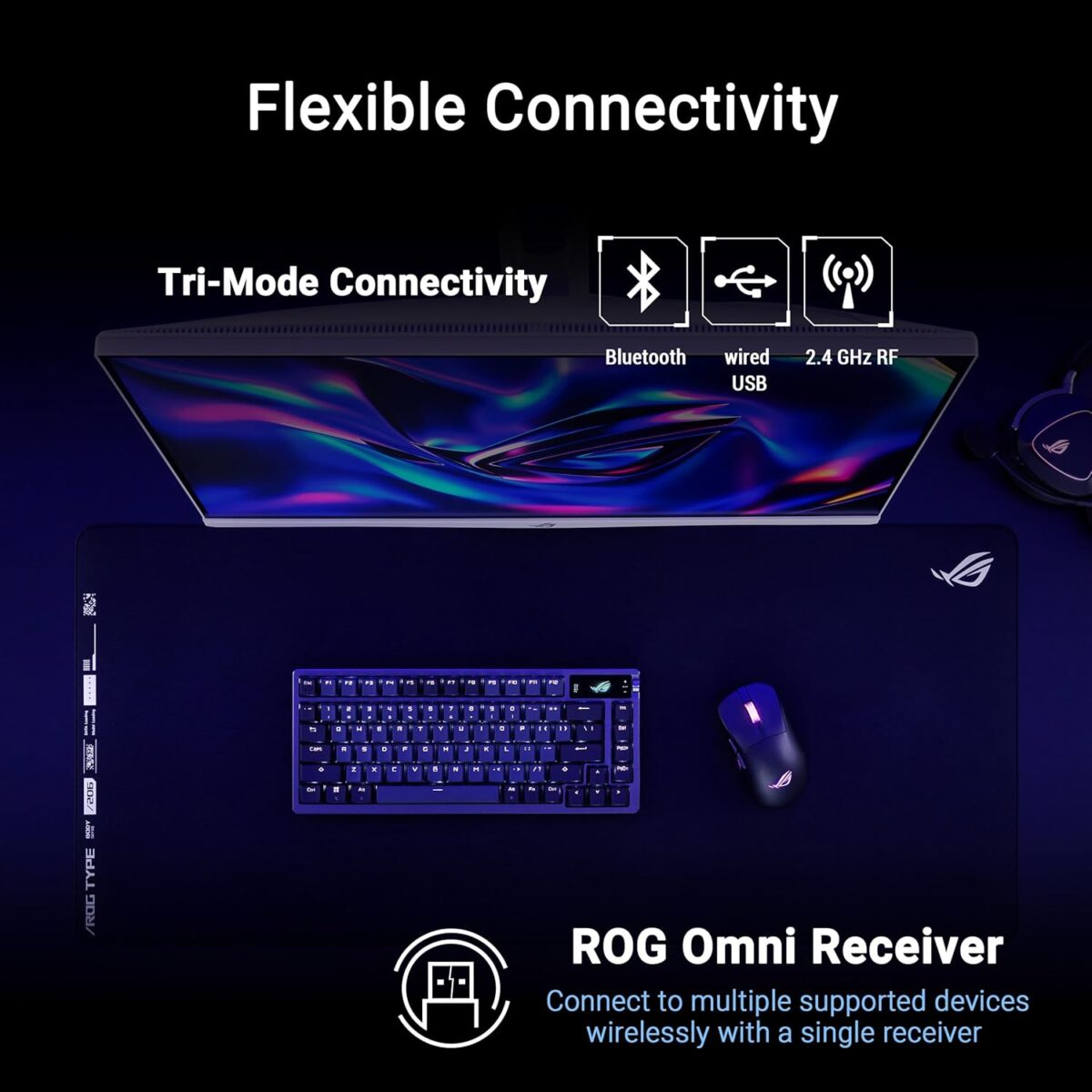 90MP04A0-BMAA00 ASUS ROG KERIS II ORIGIN P722 RGB MOUSE ASUS ROG Keris II Origin Wireless Gaming Mouse – Right-Handed Ergonomic, 65g, Tri-Mode Connectivity, 42K DPI, up to 127Hr Battery, ROG AimPoint Pro Sensor RGB 3-Zone Lighting 8000Hz Polling Rate Paracord PTFE Feet, Web-Based Configuration, PC/Mac Support | BLACK ~ 90MP04A0-BMAA00