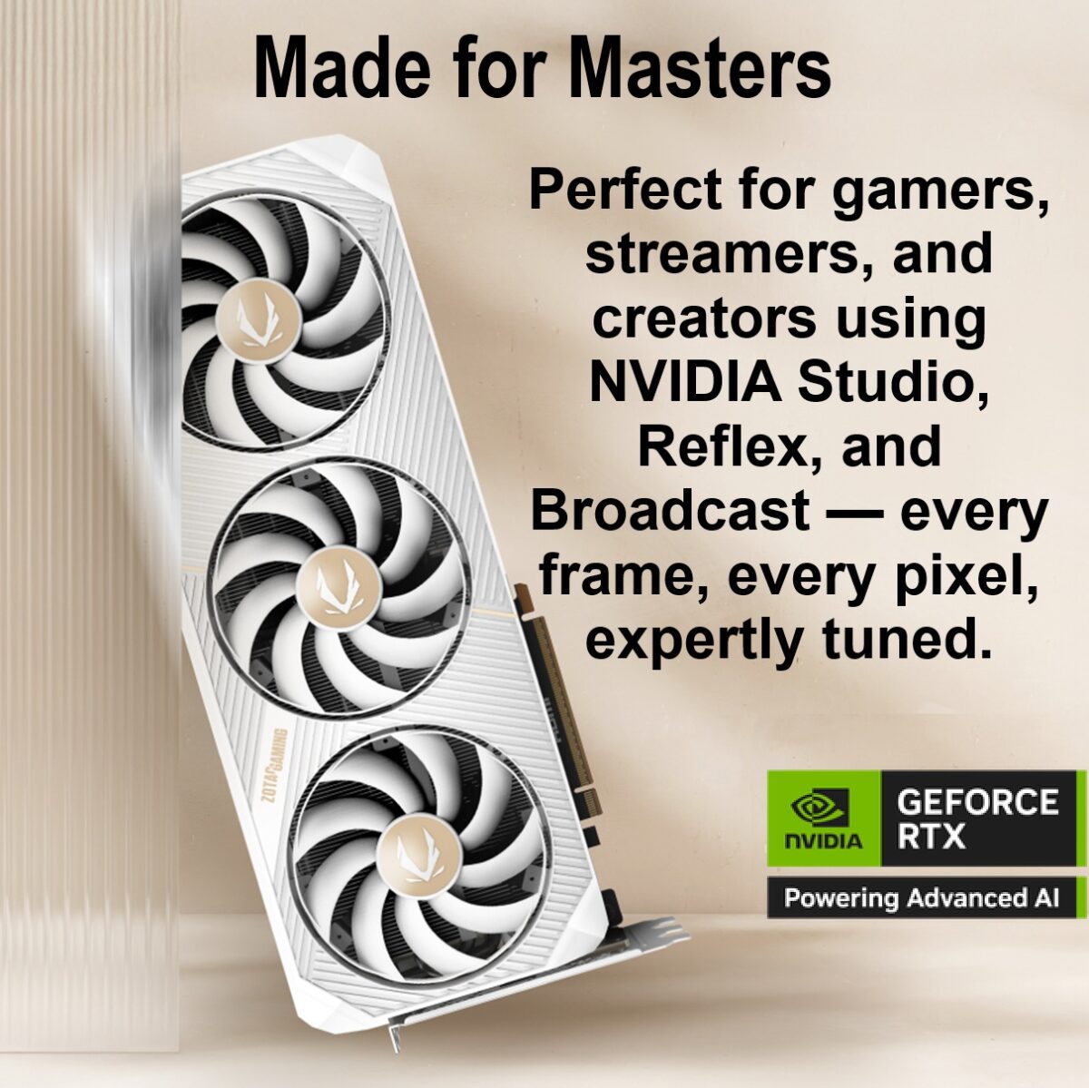 ZT-B50900Q-10P ZOTAC RTX 5090 SOLID OC 3X WHITE ZOTAC GAMING GeForce RTX 5090 SOLID OC White Edition – 32GB GDDR7, 21760 CUDA, 2422 MHz Engine Boost, Blackwell Architecture, DLSS 4 AI Power, IceStorm 3.0 Cooling, 4K 480Hz Mastery, And Spectra ARGB Style | WHITE ~ ZT-B50900Q-10P