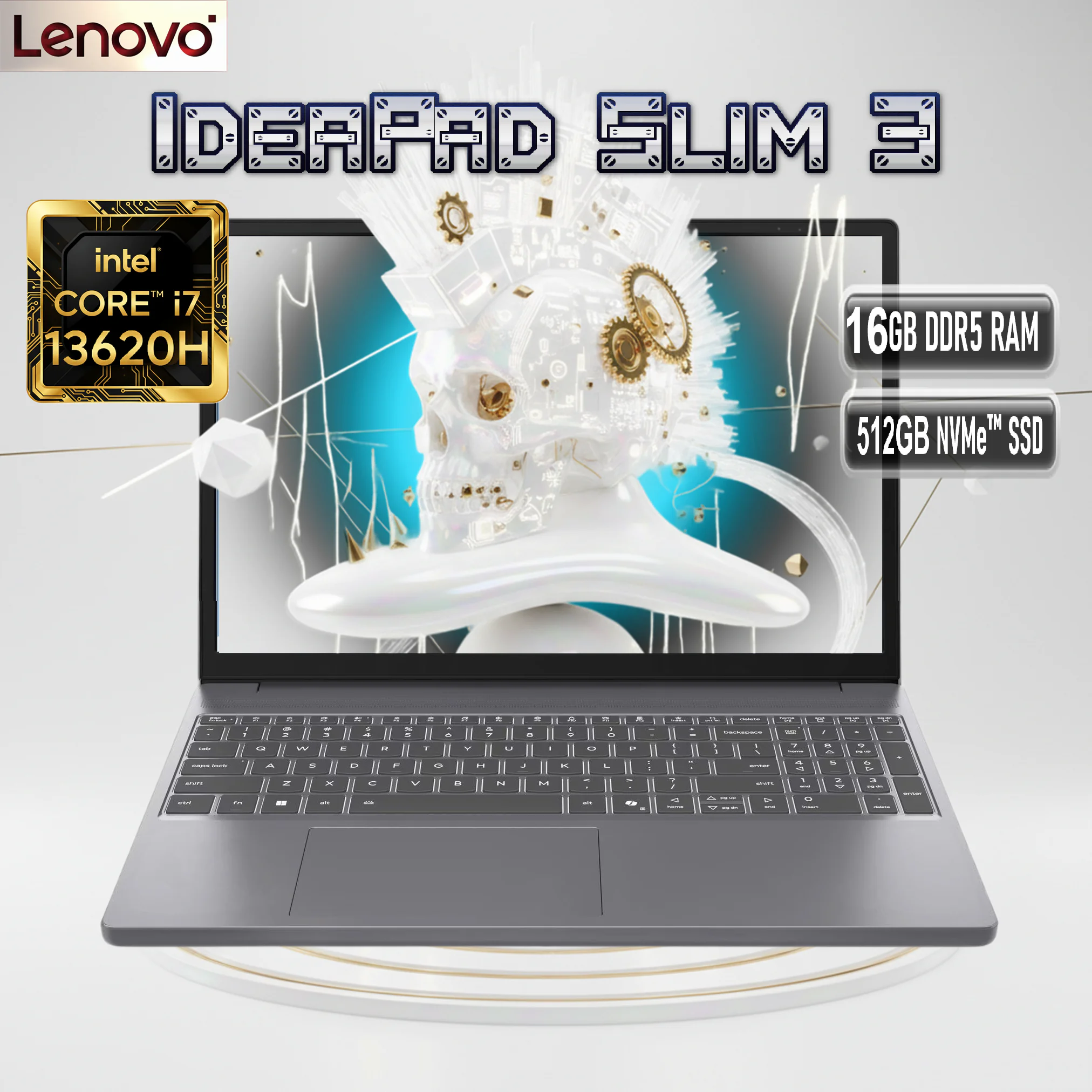 IdeaPad Slim 3 15IRH10 83K100G3LK Intel® Core i7-13620H 83K100G3LK LENOVO IDEAPAD SLIM 3 15IRH10 I7-13620H 2.4GHZ/ 16GB RAM/512GB SSD/15.3" WUXGA/ DOS- LUNA LENOVO IdeaPad Slim 3 15IRH10 Intel® Core™ i7-13620H | 16GB DDR5 RAM , 512GB SSD NVMe® | Intel® UHD Graphics | 15.3" WUXGA (1920x1200) IPS Display | DOS | Luna Grey