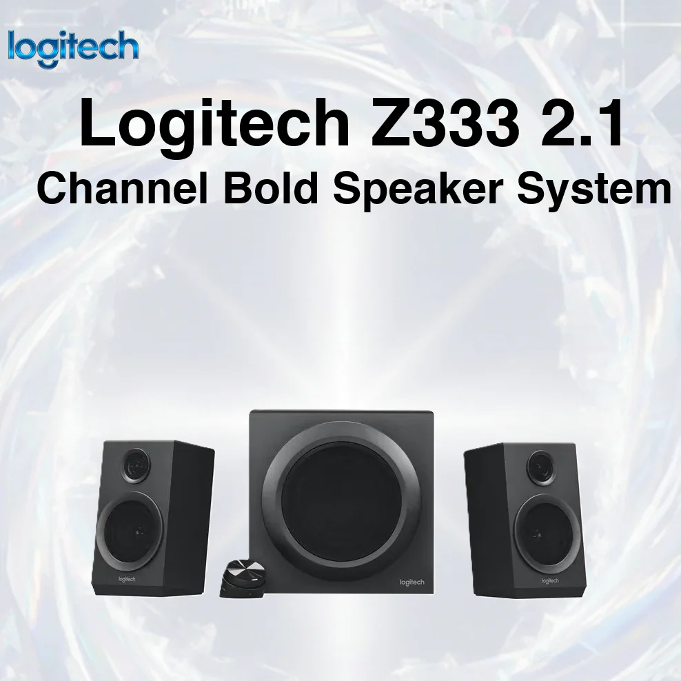 Logitech Z333 2.1-Channel Bold Speaker System-- LOGITECH-Z333 LOGITECH Z333 80W SPEAKER BLACK Logitech Z333 2.1-Channel Bold Speaker System , 80W Peak Power , 5.25″ Subwoofer , Adjustable Bass, Dual 3.5mm & RCA Inputs , Wired Control Pod , Deep, Clear Audio for PC & TV
