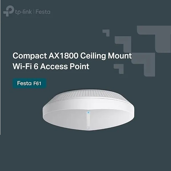 RRTF647732 Festa F61 AX1800 Ceiling WiFi 6 AP – 1.8 Gbps Speeds, 1G PoE, Mesh & Seamless Roaming, OFDMA, MU-MIMO, 1024-QAM, Ultra-Slim Design, Festa Cloud Management - Image 1