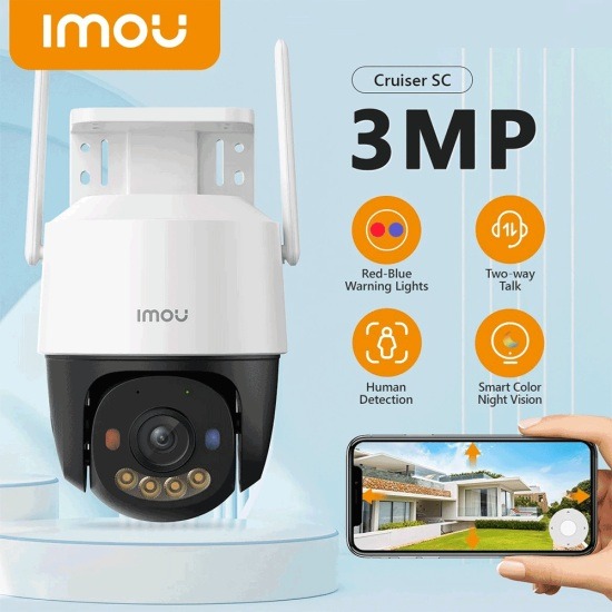 SSASD IMOU Cruiser SC 2K 3MP Outdoor Smart Security Camera | Pan/Tilt, Human Detection, Smart Full-Color Night Vision, Red/Blue Warning Lights, Two-Way Audio, Motion Tracking, IP66 - Image 1