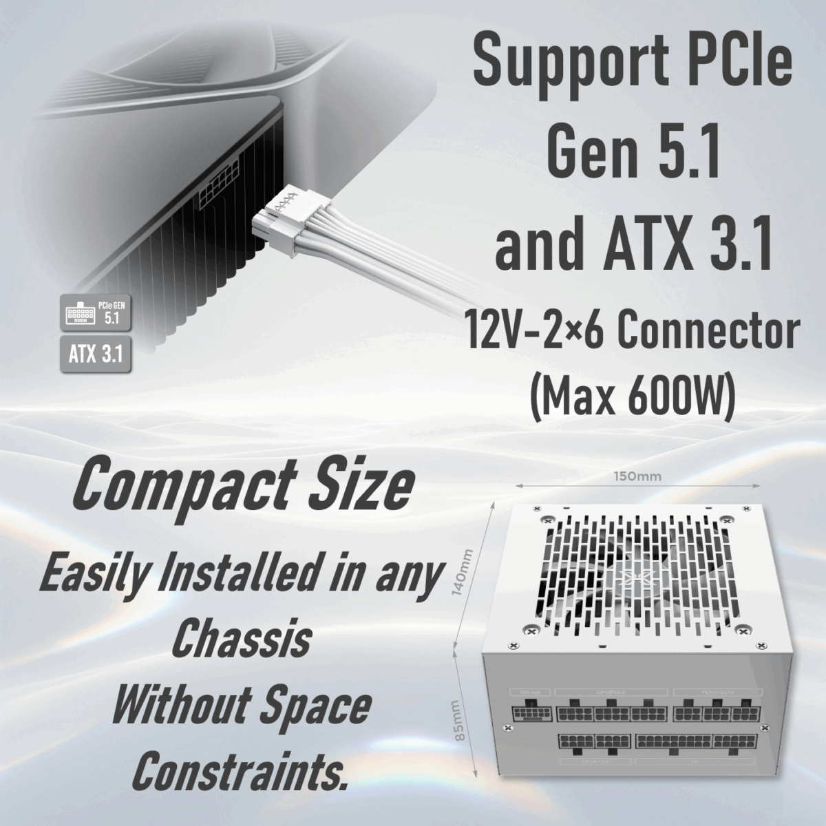 EN46537 XIGMATEK POWER SUPPLY 850W THOR T850M ARCTIC V3 BRONZE XIGMATEK Thor T850M Arctic V3 850W Power Supply – 80 Plus Bronze, Full Modular, 120mm Silent Fan, PCIe 5.1, Dual CPU, ATX 3.1, OPP/OVP/UVP Protection, EU Cord