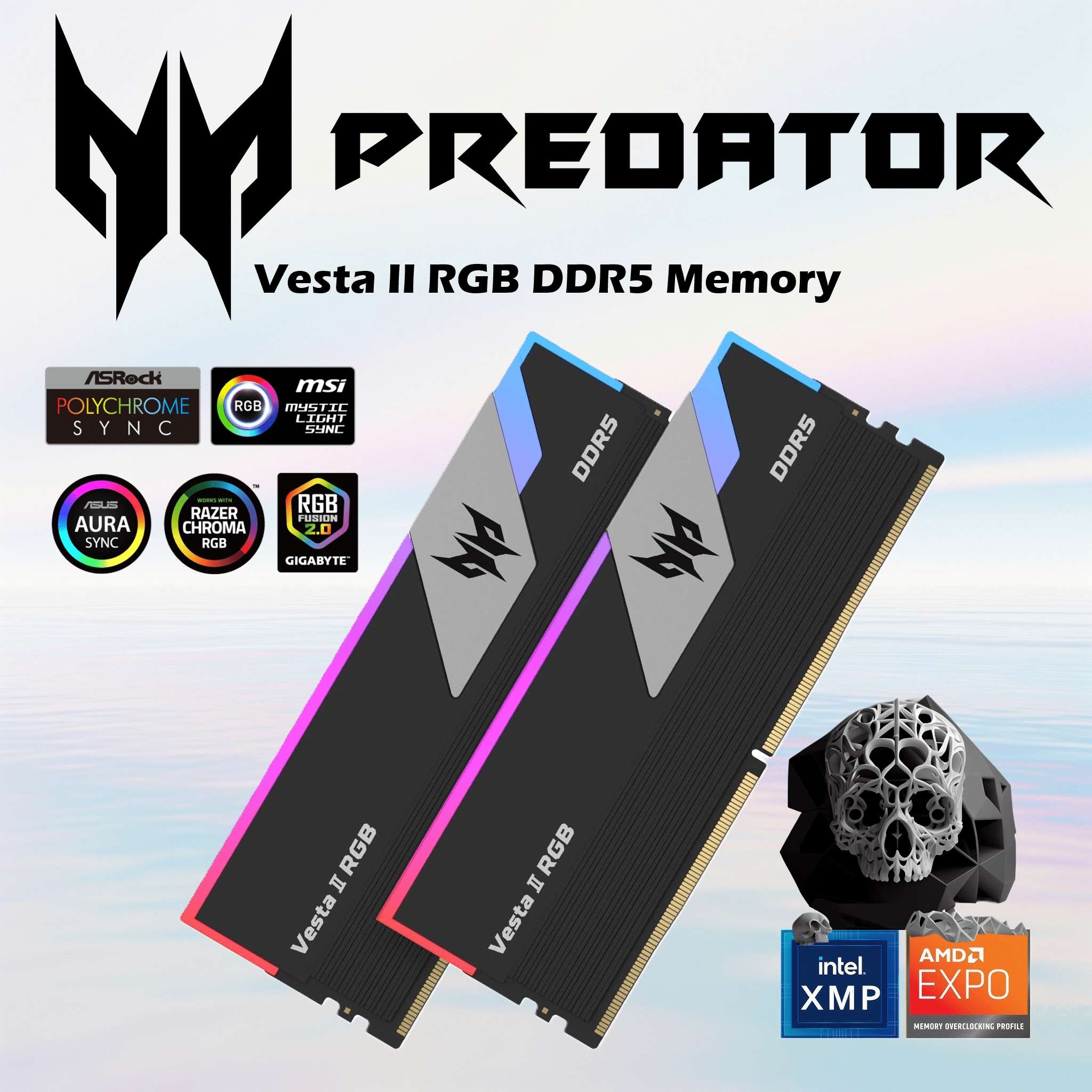 Th e Ve s t a I I m e m o r y m o d u le wit h s p e e d s u p t o 7 2 0 0 MHz is t h e u p g ra d e y o u BL.9BWWR.378 RAM ACER PREDATOR VESTA II RGB 32GB (16X2) 6000MHZ BLACK ACER Predator Vesta II RGB DDR5 32GB RAM Kit (2x16GB) 6000MHz CL32 1.35V PC5-48000 Gaming Memory , Intel XMP 3.0 & AMD EXPO , On-Die ECC , Aluminum Alloy Heat Sink | BLACK ~ BL.9BWWR.378