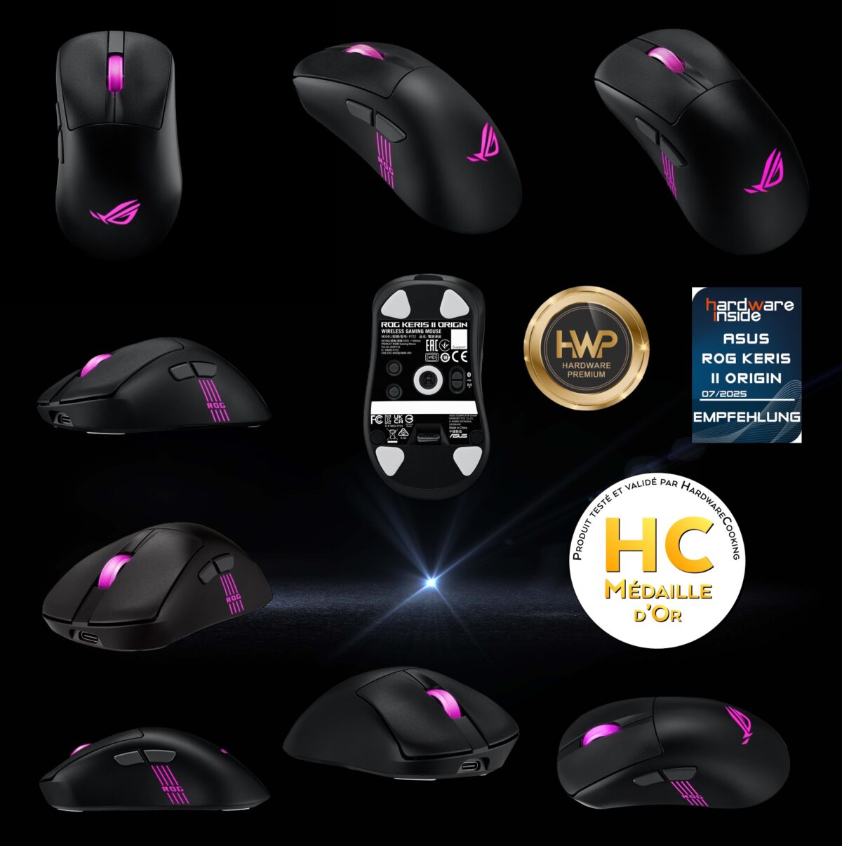 90MP04A0-BMAA00 ASUS ROG KERIS II ORIGIN P722 RGB MOUSE ASUS ROG Keris II Origin Wireless Gaming Mouse – Right-Handed Ergonomic, 65g, Tri-Mode Connectivity, 42K DPI, up to 127Hr Battery, ROG AimPoint Pro Sensor RGB 3-Zone Lighting 8000Hz Polling Rate Paracord PTFE Feet, Web-Based Configuration, PC/Mac Support | BLACK ~ 90MP04A0-BMAA00