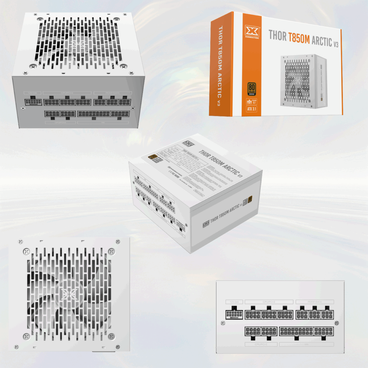 EN46537 XIGMATEK POWER SUPPLY 850W THOR T850M ARCTIC V3 BRONZE XIGMATEK Thor T850M Arctic V3 850W Power Supply – 80 Plus Bronze, Full Modular, 120mm Silent Fan, PCIe 5.1, Dual CPU, ATX 3.1, OPP/OVP/UVP Protection, EU Cord