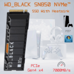WDBAPZ0020BNC WD BLACK SN850 2TB 7000MB/S WITH HEATSINK FOR PS5 AND PC WD_BLACK SN850 NVMe SSD 2TB PCIe Gen4 M.2 2280 3D NAND Internal Gaming Solid State Drive with RGB Heatsink , Lightning-Speed 7000MB/s Read 5100MB/s Write 1M IOPS , Compatible with PS5 & Windows  | WDBAPZ0020BNC