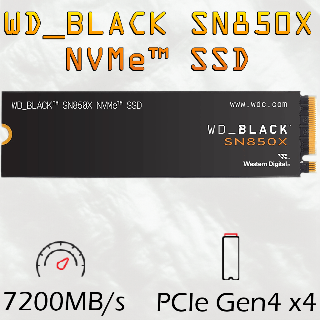 WD_BLACK SN850X NVMe SSD 8TB Internal Solid State Drive WDS800T2X0E-00CDD0 WD BLACK SN850X 8TB GEN4 7200MB/S WD_BLACK SN850X NVMe SSD 8TB Internal Solid State Drive , PCIe Gen4 x4 7200MB/s Read 6600MB/s Write , 1.2M IOPS 3D NAND , Compatible with Windows - PS5 - Computers with M.2 (M-key) Port M.2 2280 | WDS800T2X0E-00CDD0