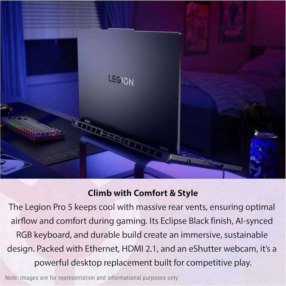 83F30009US LENOVO LEGION PRO 5 16IAX10 U7 255HX 16GB RAM/1TB SSD/ RTX 5060/ 16.0"/WIN11-ECLIPSE BLACK Lenovo AI-Powered Legion Pro 5 16IAX10 Intel® Core Ultra 7 255HX , 13 AI TOPS | 16GB DDR5 RAM ; 1TB NVMe SSD | RTX 5060 (8GB) 572 AI TOPS | 16-inch WQXGA OLED 100% DCI-P3, 165Hz Display | Windows 11 Home | Eclipse Black