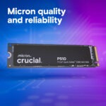 CT1000P510SSD8 CRUCIAL M.2 NVME P510 1TB 11000MB/S Crucial P510 1TB Gen5 NVMe SSD, Up to 11,000 MB/s, PCIe 5.0 M.2 2280 SSD, Internal Solid State Drive, Compatible with Laptop, Desktop, +Acronis Software - CT1000P510SSD8