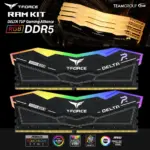 TEAMGROUP T-Force Delta RGB DDR5 16GB Kit (2x 8GB) 6000MHz CL38 1.25 – XMP 3.0 & AMD EXPO Support, On-Die ECC, 120° RGB Lighting, PMIC Power Management, High Stability Gaming RAM | BLACK ~ FF3D516G6000HC38ADC01
