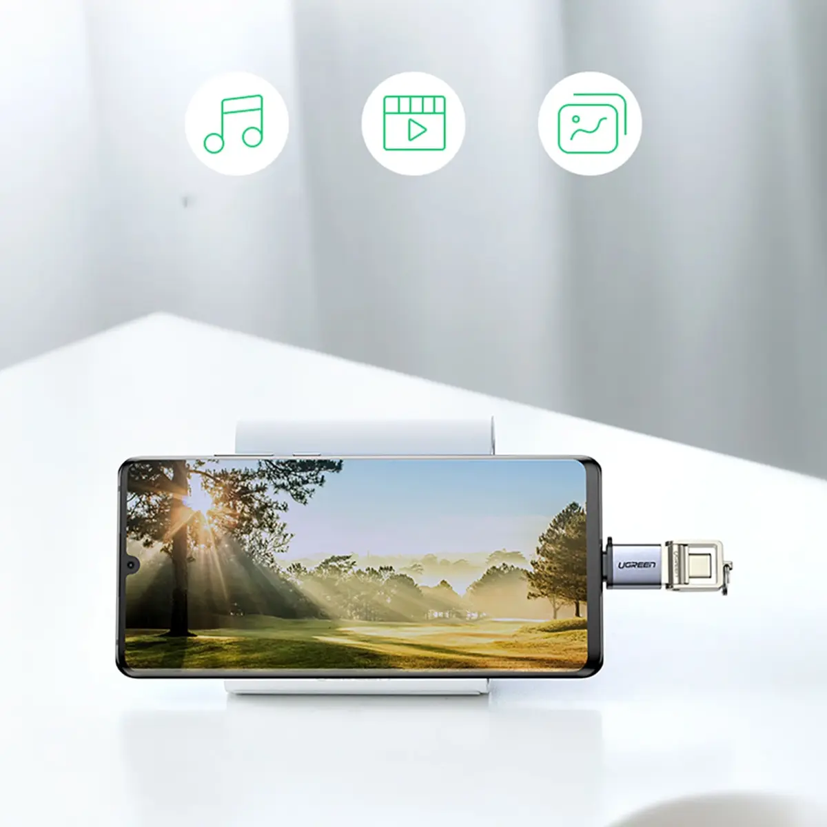 Ugreen US270 USB-C to USB-A 3.0 Adapter with Lanyard – 5Gbps Data Transfer, OTG Support, Durable Aluminium Alloy Build, Compact Anti-Loss Design, Space Grey - Image 3