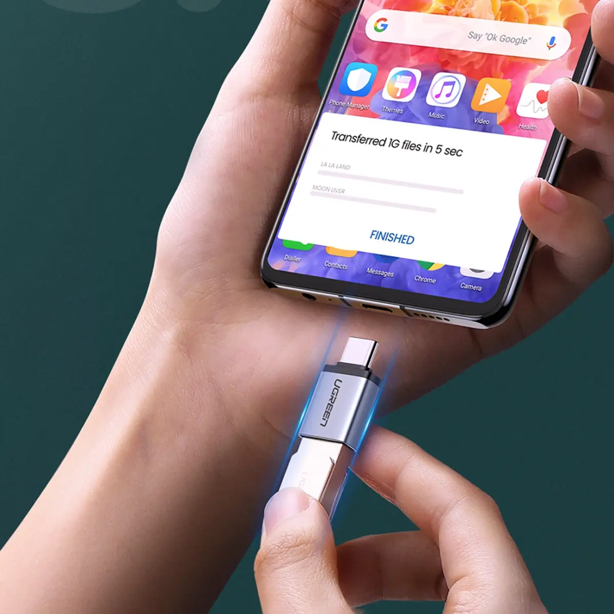 Ugreen US270 USB-C to USB-A 3.0 Adapter with Lanyard – 5Gbps Data Transfer, OTG Support, Durable Aluminium Alloy Build, Compact Anti-Loss Design, Space Grey - Image 6