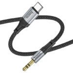 HOCO UPA26 Type-C to 3.5mm Audio Cable – 1M Braided Nylon, Built-in DAC Chip, Hi-Fi Lossless Sound, Gold-Plated Connectors, Oxygen-Free Copper Core, Zinc Alloy Shell, Black - Image 4
