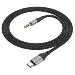 HOCO UPA26 Type-C to 3.5mm Audio Cable – 1M Braided Nylon, Built-in DAC Chip, Hi-Fi Lossless Sound, Gold-Plated Connectors, Oxygen-Free Copper Core, Zinc Alloy Shell, Black - Image 2